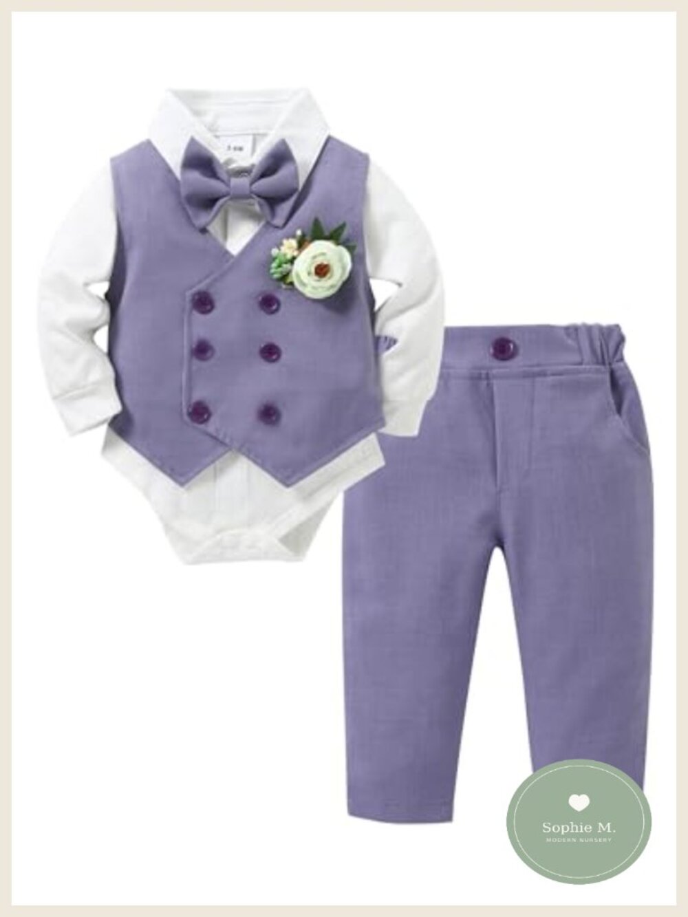 Baby Boy 5pc Tuxedo Suit Set Cotton Blend Formal Wedding Christening Outfit